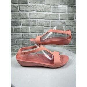 Crocs Serena Women's Size 11 Pink T Strap Comfort Bach Summer Sandals